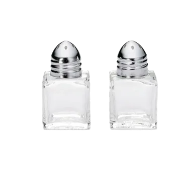TableCraft Products 30S&P Salt Pepper Shaker, 1/2 Oz, 1‑1/8" x 2" Glass Jar, Nickel Plated Top