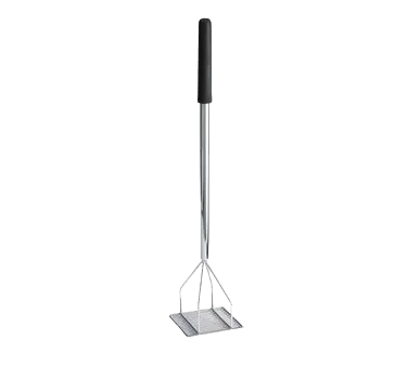 TableCraft Products 3155 Bean Masher, 6" Square, 30"L, Black Vinyl Handle, Chrome Plated Metal
