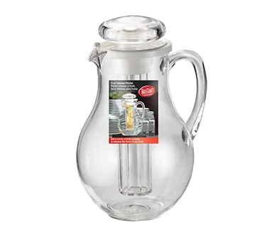 TableCraft Products 319 - 2 Qt Clear Plastic Pitcher with Handle, Lid, Ice Core, Dishwasher Safe
