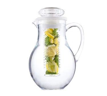 TableCraft Products 319 - 2 Qt Clear Plastic Pitcher with Handle, Lid, Ice Core, Dishwasher Safe