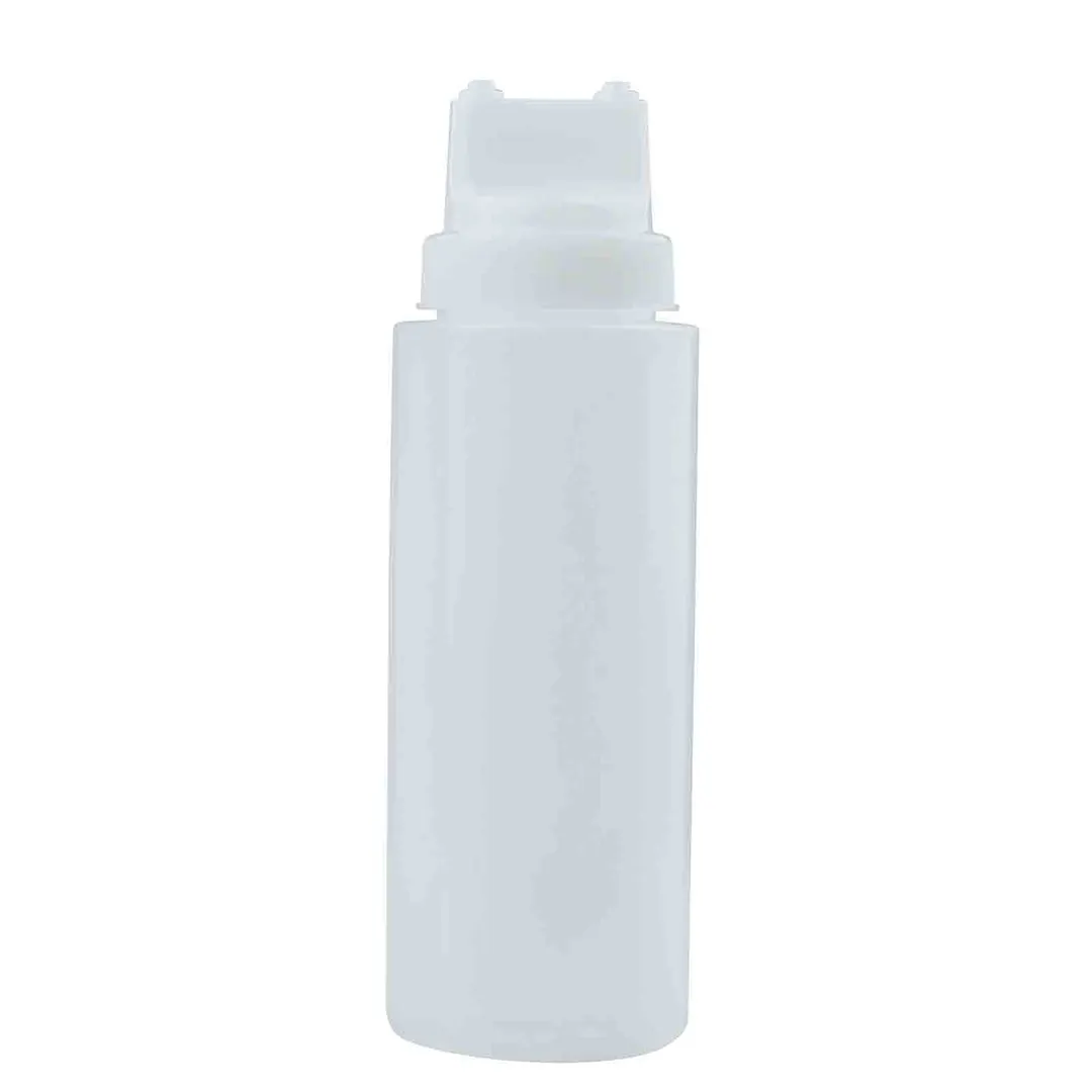 TableCraft 3263C2 Widemouth Squeeze Bottle, 32oz, 63mm Opening, Double Tip, Clear LDPE, Clear Cap