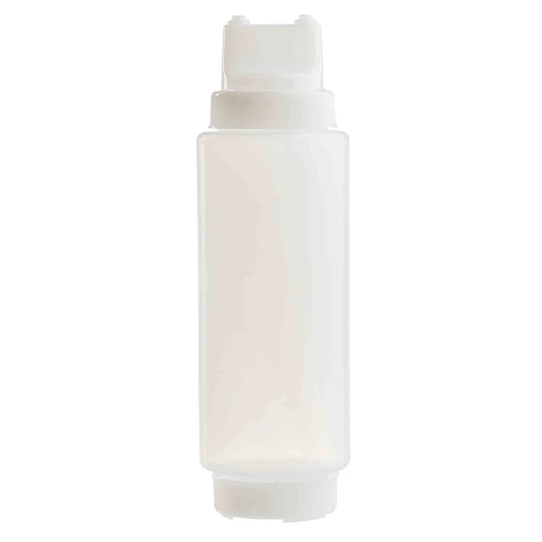 TableCraft Products 3263C2F Squeeze Bottle, 32 oz LDPE, 63 mm Mouth, Double Tip, Clear/White Cap