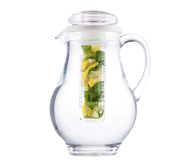 TableCraft 328 3-Qt Clear Polycarbonate Pitcher, Center Ice Core, Handle & Lid, Dishwasher Safe