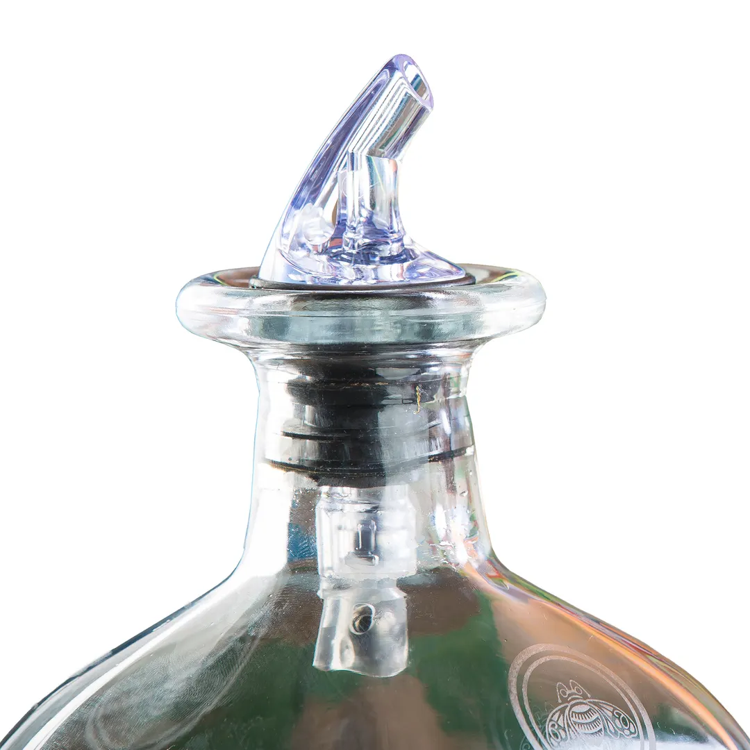 TableCraft 3525A Liquor Pourer – 1-1/4 oz Capacity, Clear Widemouth Spout, 23mm Wide, BPA‑Free Plastic, 12 Pack Polybag
