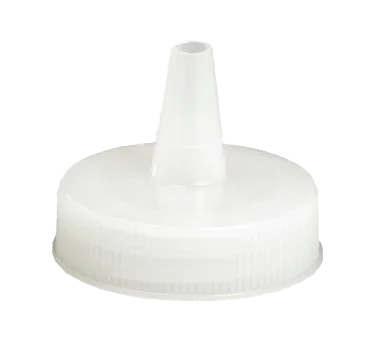 TableCraft Products 353TC Squeeze Bottle Cap, 53mm Plastic, Single Tip, Clear/White - 1/Each