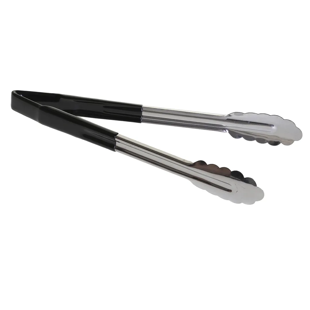 TableCraft Products 3712BKEU Utility Tongs, 12" Long, Vinyl-Coated, Spring Steel, Black