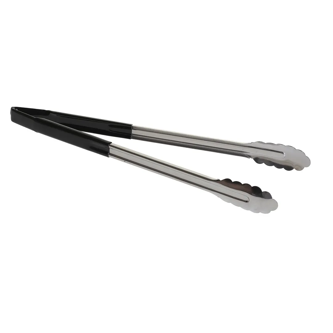 TableCraft Products 3716BKEU Utility Tongs, 16" Black Vinyl-Coated Spring Steel, Dishwasher Safe