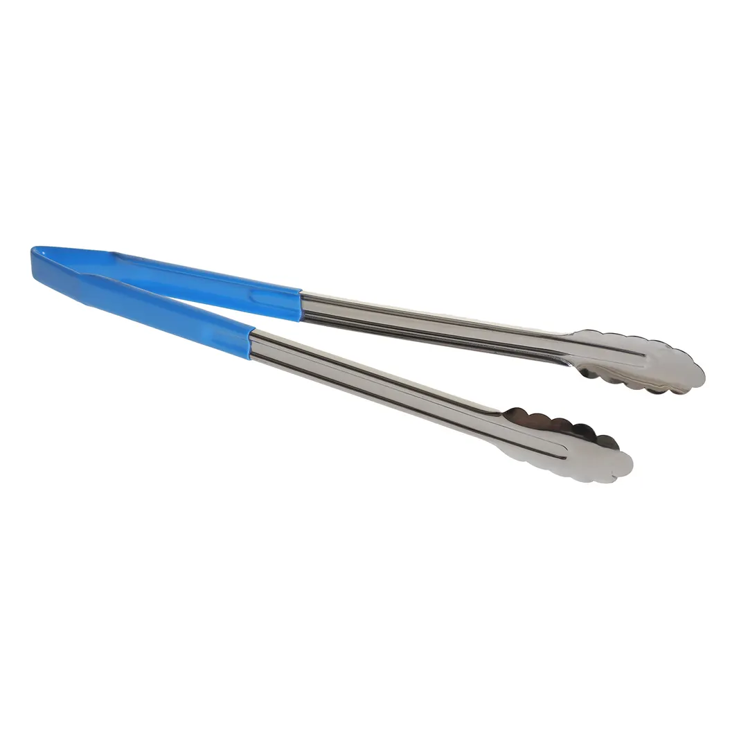 TableCraft Products 3716BLEU Utility Tongs, 16" Vinyl-Coated Spring Steel, Blue