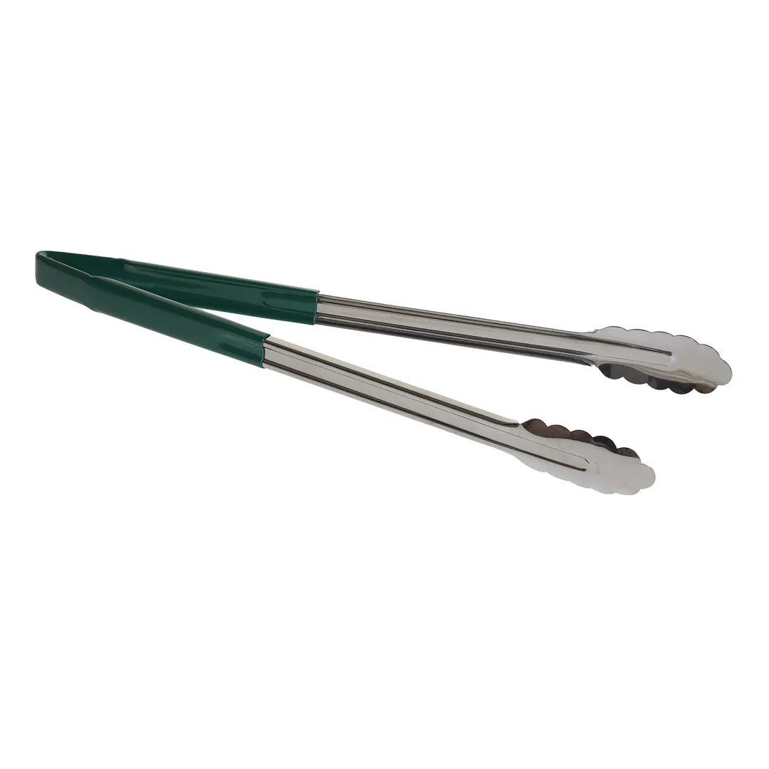TableCraft Products 3716GEU Utility Tongs, 16" Vinyl-Coated Spring Steel, Green, Dishwasher Safe