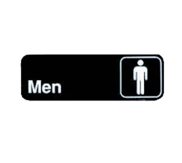 TableCraft 394515 Cash & Carry Sign, 3" x 9", Men, White on Black, Plastic, Dishwasher Safe