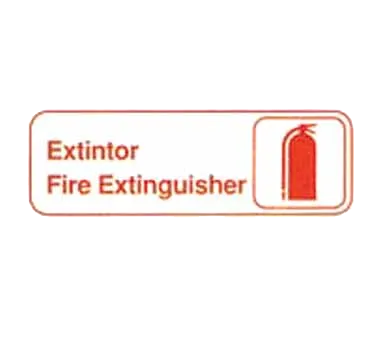 TableCraft Products 394582 Fire Safety Sign, 3" x 9", Red on White, Plastic, Spanish/English - Each