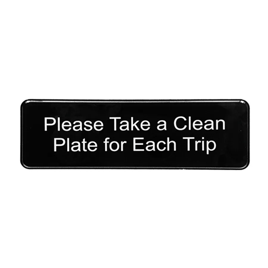 TableCraft Products 394596 Compliance Sign, 9" x 3" Black Plastic, Self‑Adhesive