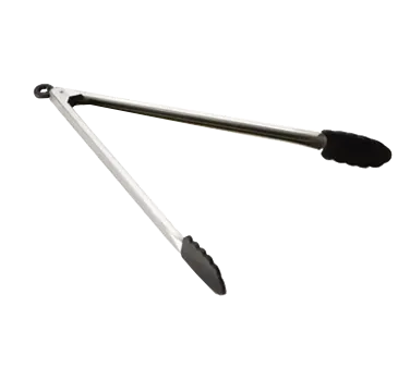 TableCraft 4016BK Utility Tongs – 16” Black, 1.2mm Steel, Heat Resistant 400°F, Silicone Tip