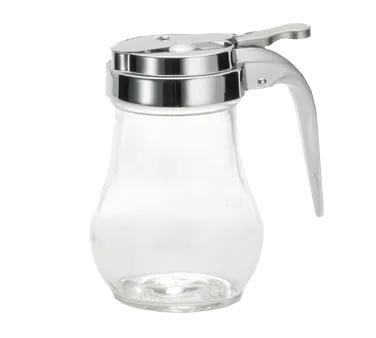 TableCraft 406 Syrup Pourer – 6oz Teardrop Glass, Chrome Metal Top, Dishwasher‑Safe, 1371R – 12/Case