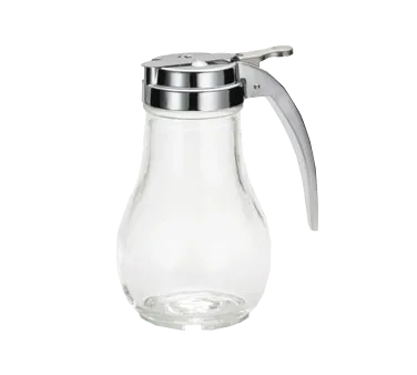 TableCraft 414 Syrup Pourer – 14oz Teardrop Glass Jar, Chrome Metal Top, Fits Rack 1371R