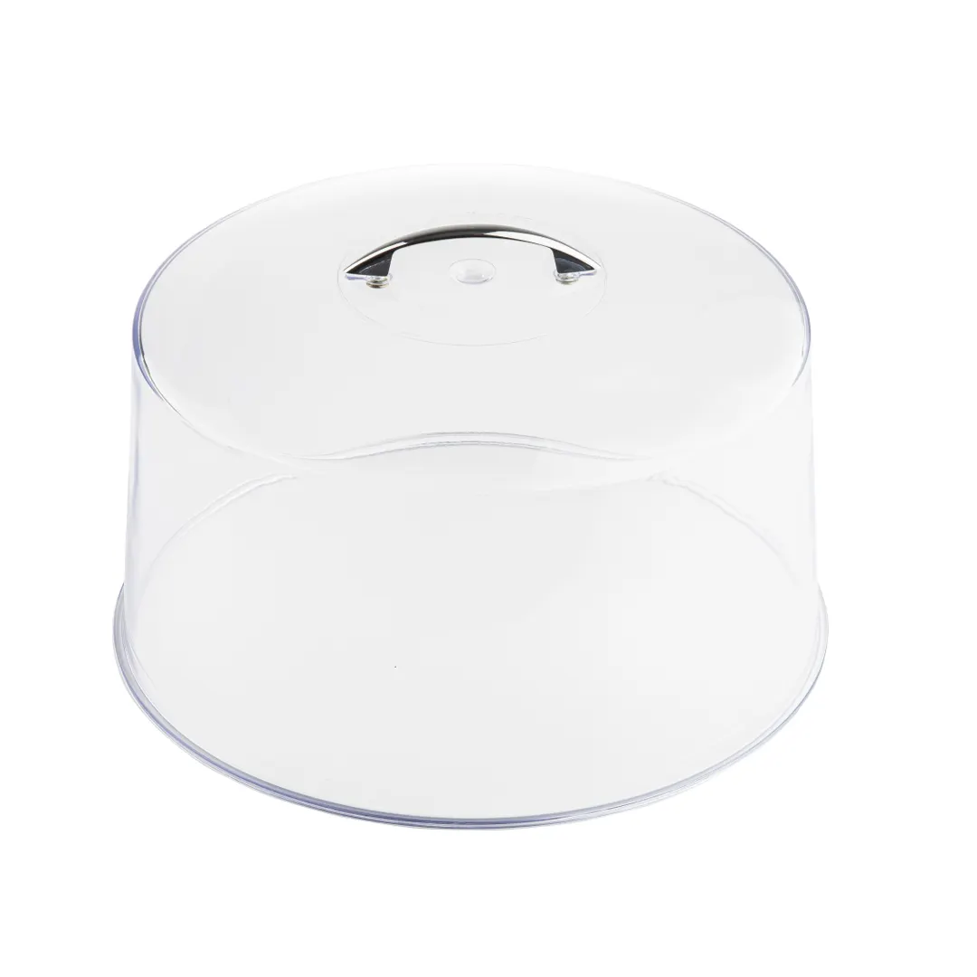 TableCraft 422A Clear Plastic Cake Cover, 12" Dia. 7-1/2" Height, Chrome Handle, 6/Set