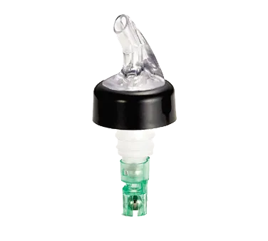 TableCraft Products 4243A Liquor Pourer – 3/4 oz capacity, clear spout, black collar, dip tube, plastic, pack of 12