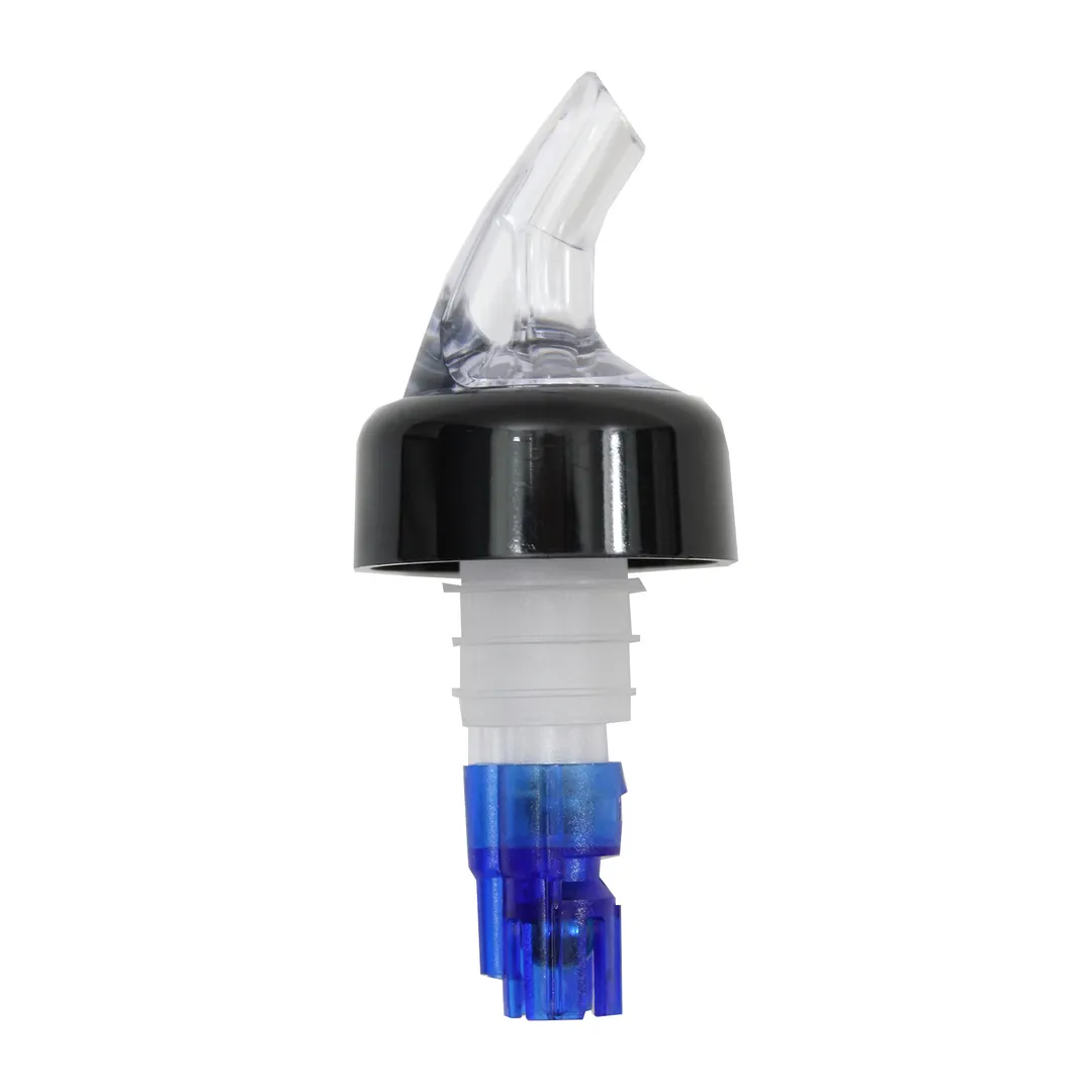 TableCraft Products 4244A Liquor Pourer – 7/8 oz Capacity, Clear Spout with Black Collar, Plastic, Sold in Dozen Packs