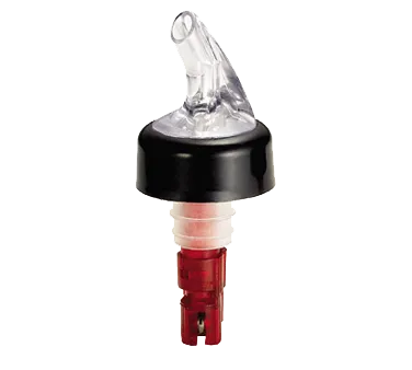 TableCraft Products 4246A 1 oz Liquor Pourer, Plastic, Clear Spout, Black Collar, Red Dip Tube, Hand Wash Only, Dozen