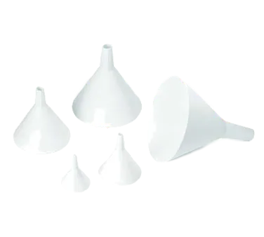 TableCraft Products 5 Funnel Set, 2", 3", 4", 5", 6" dia., White Plastic, Dishwasher Safe - 5/Set
