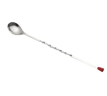 TableCraft Products 502K Bar Spoon, 12" Long Stainless Steel, Red Knob Handle, Dishwasher Safe