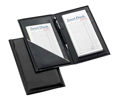TableCraft 52585BK Presenter – 5-1/4" x 8-1/2" Black Double Panel Holder with Pen Loop, 14‑pt Vinyl