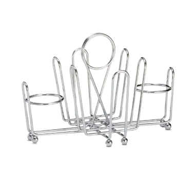 TableCraft 591C - Chrome Plated Condiment Rack, 1-5/8" Shakers, 2-3/4"x2" Packets, Ring, Hand Wash