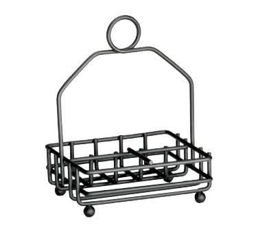 TableCraft 593RBK Condiment Caddy, 2-Compartment, 4-3/4" x 4-3/4" x 6-1/8", Black Powder Coated Metal