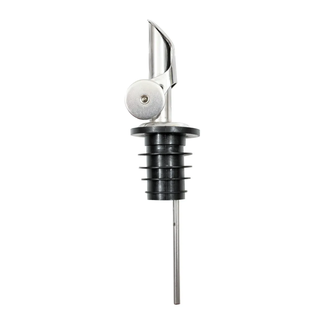TableCraft 597P Liquor Pourer – Weighted Flip Cap, Free Flow Design, Stainless Steel, Silver Spout, BPA‑Free