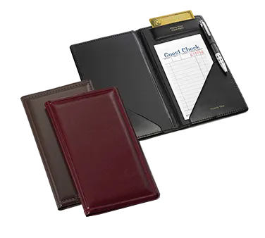 TableCraft 59BK - 5-1/4" x 9" Black & Gold Check Holder, 14-Point Vinyl, Double-Fold, “Thank You”