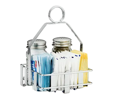 TableCraft Products 606R - Chrome Silver Condiment Rack, 6" x 4-1/4" x 4", Fits Two 1-5/8" Shakers