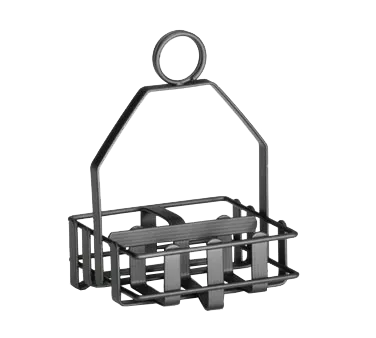 TableCraft 606RBK - Black Metal Condiment Rack, Fits 1‑5/8" Shakers, Powder‑Coated Finish