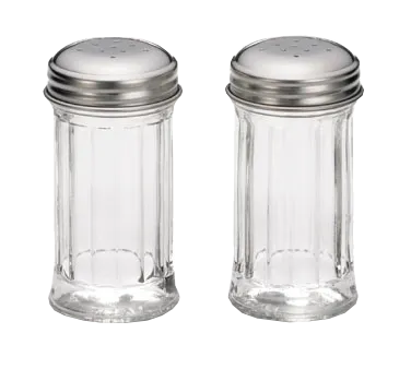 TableCraft Products 657 - 2oz Fluted Glass Salt & Pepper Shaker, 1-15/16" Dia, 3-5/8" H, Stainless
