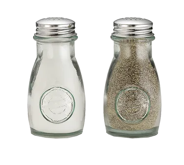 TableCraft Products 6618 Shaker Set, 2‑Pack 4 oz Green Glass Jars, Steel Tops – 1"‑3" Height
