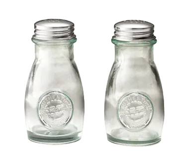 TableCraft Products 6618 Shaker Set, 2‑Pack 4 oz Green Glass Jars, Steel Tops – 1"‑3" Height