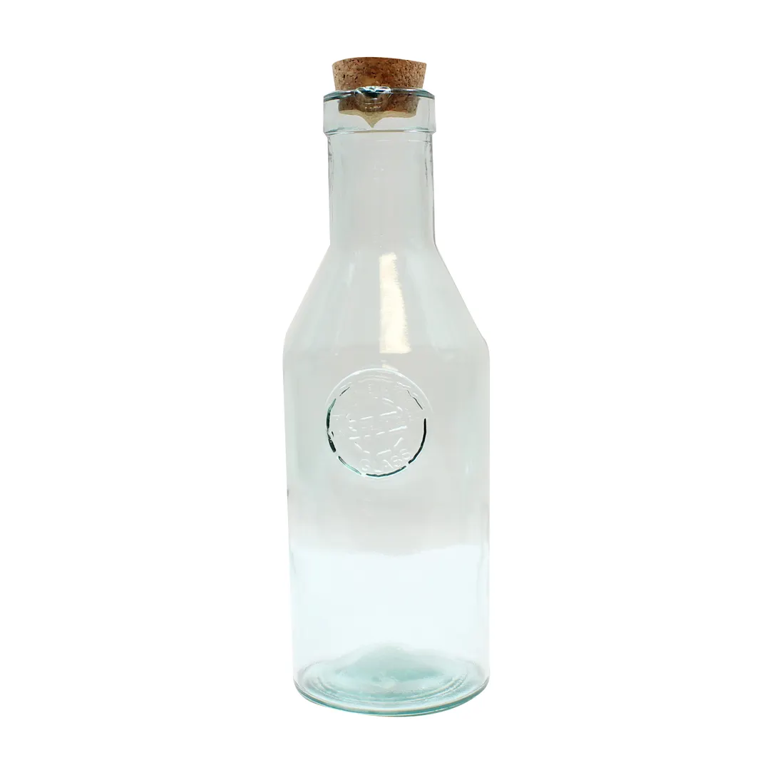 TableCraft Products 6631 - Apothecary Bottle, 34 oz., 3-3/4" x 3-3/4" x 12", Green Tint Glass, Cork