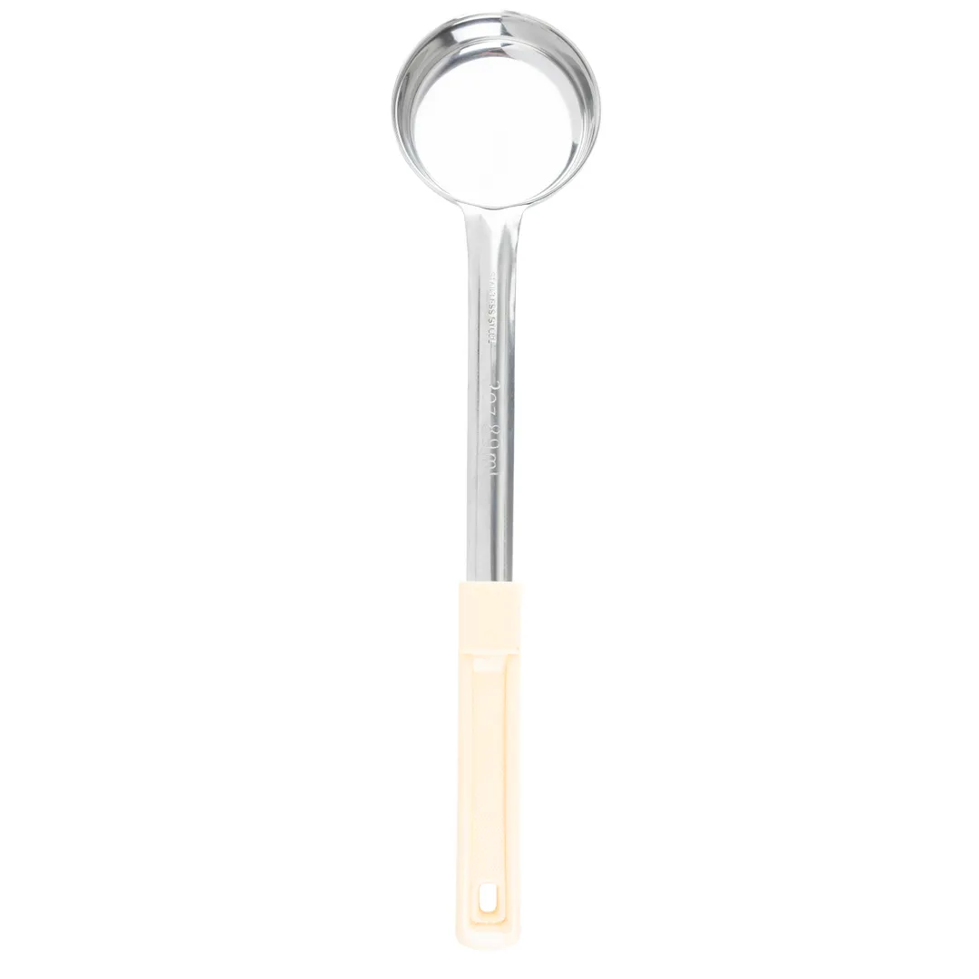 TableCraft 6703 - 3 Oz Solid Portion Control Spoon, Stainless Steel, Beige Handle, Dishwasher Safe