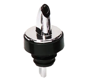 TableCraft 671 Liquor Pourer – Free Flow Pourer with Chrome‑Plated Silver Spout, Black Collar, Sold in Dozen‑Pack