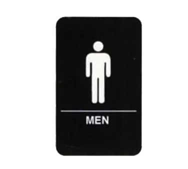 TableCraft 695635 Men Restroom Sign, 6" x 9", White on Black, Plastic, ADA Braille, Adhesive