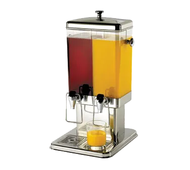 TableCraft 70 Double 1.5-Gallon Beverage Dispenser, 12"x13-7/8"x23" H, Polycarbonate Stainless Steel