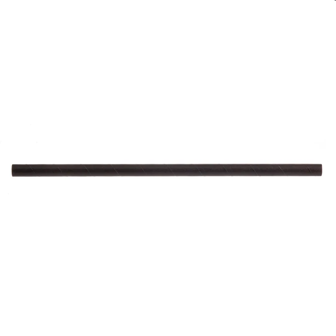 TableCraft Products 700132 - Paper Straws, 7-3/4", 8mm Thick, Solid Black, Unwrapped - 500/Pack