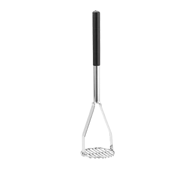 TableCraft 7319 Potato Masher - 19-3/4" O.A., 4-1/2" Round Face, Chrome Plated, Black Textured Handle