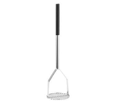 TableCraft Products 7324 Potato Masher 24” O.A., 6” Round Face, Chrome Plated, Black Handle