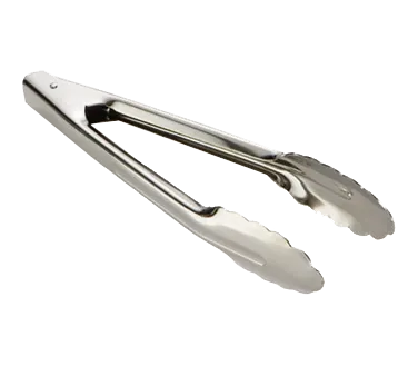 TableCraft Products 74 Utility Tongs, 9-1/2", Stainless Steel, Silver, Dishwasher Safe