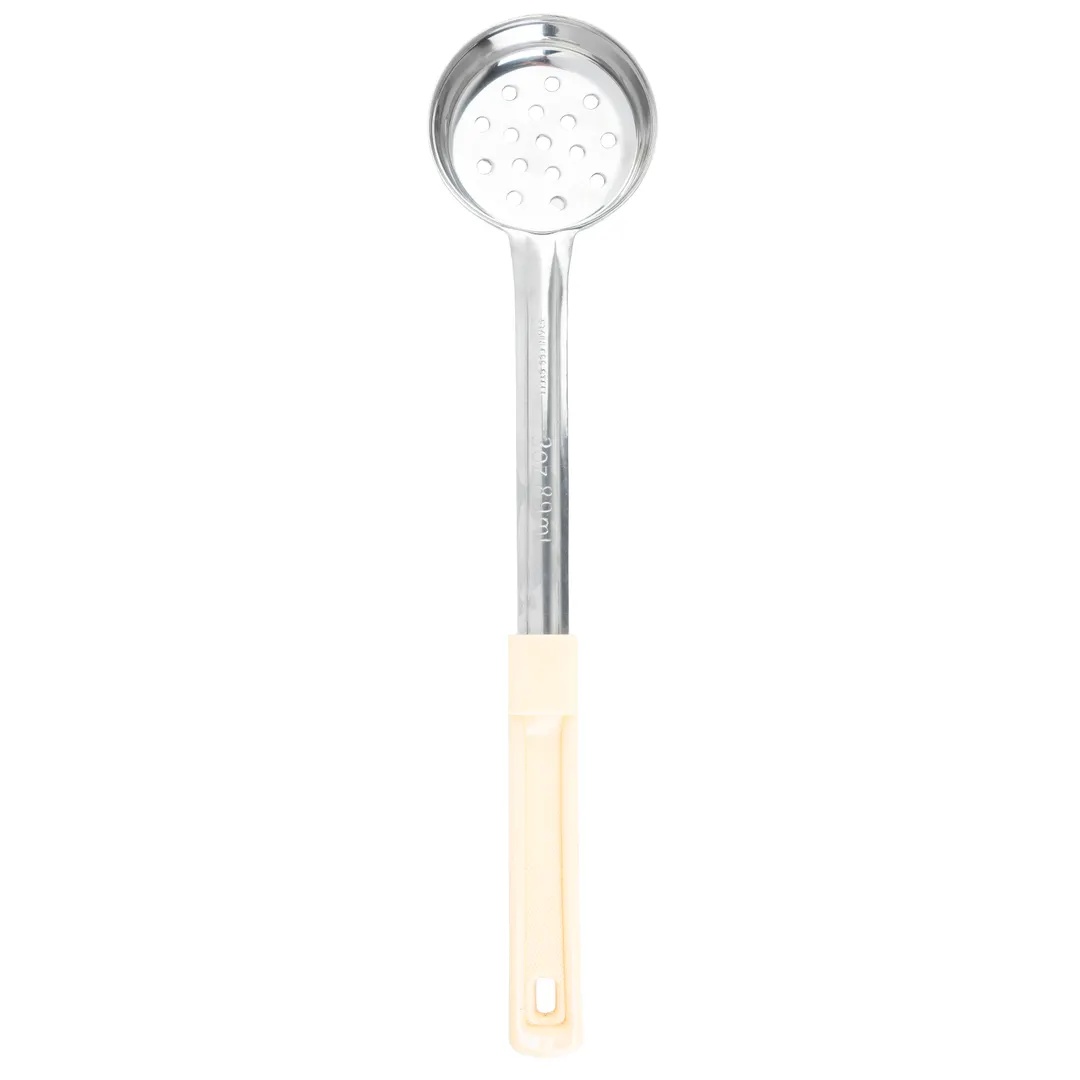 TableCraft 7703 - 3oz Perforated Portion Control Spoon Stainless Steel Beige Handle Dishwasher Safe