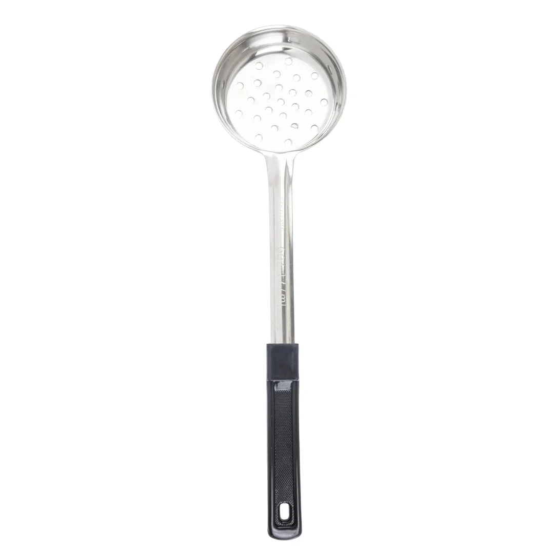 TableCraft 7706 Portion Control Spoon, 6 oz Perforated Stainless Steel, Black Handle