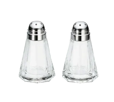 TableCraft 80S&P-2 Salt Pepper Shaker, 1 oz, 1-3/4" x 3-1/8" H, Glass Jar, Chrome Top, 2 Dozen