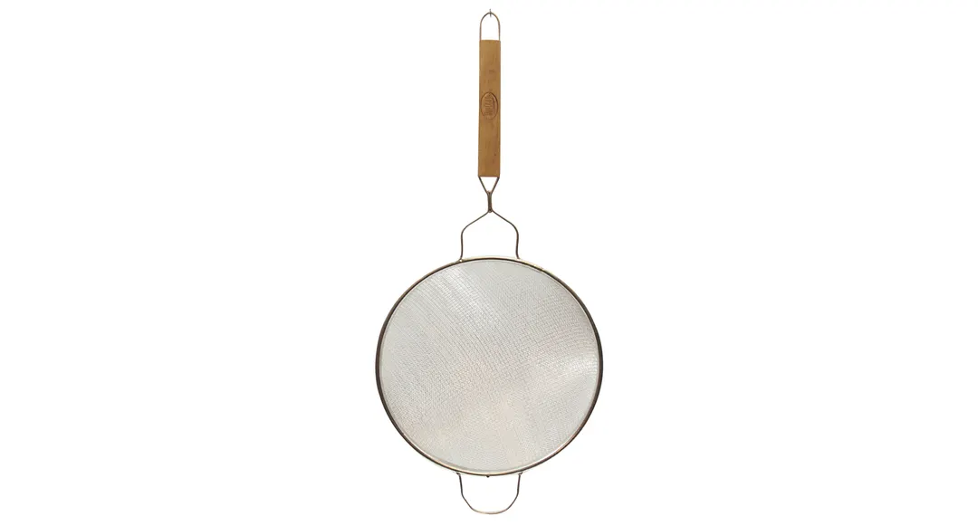 TableCraft Products 87 Mesh Strainer, 10-1/4" dia., Double Fine Mesh, Tinned, Wooden Handle