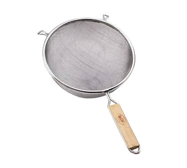 TableCraft Products 90 Mesh Strainer – 4-3/4" Dia, Fine Mesh, Tinned, Wooden Handle, Hand Wash