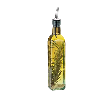 TableCraft Products 916 - 16 oz Green Tinted Glass Oil & Vinegar Cruet Bottle with Steel Pourer